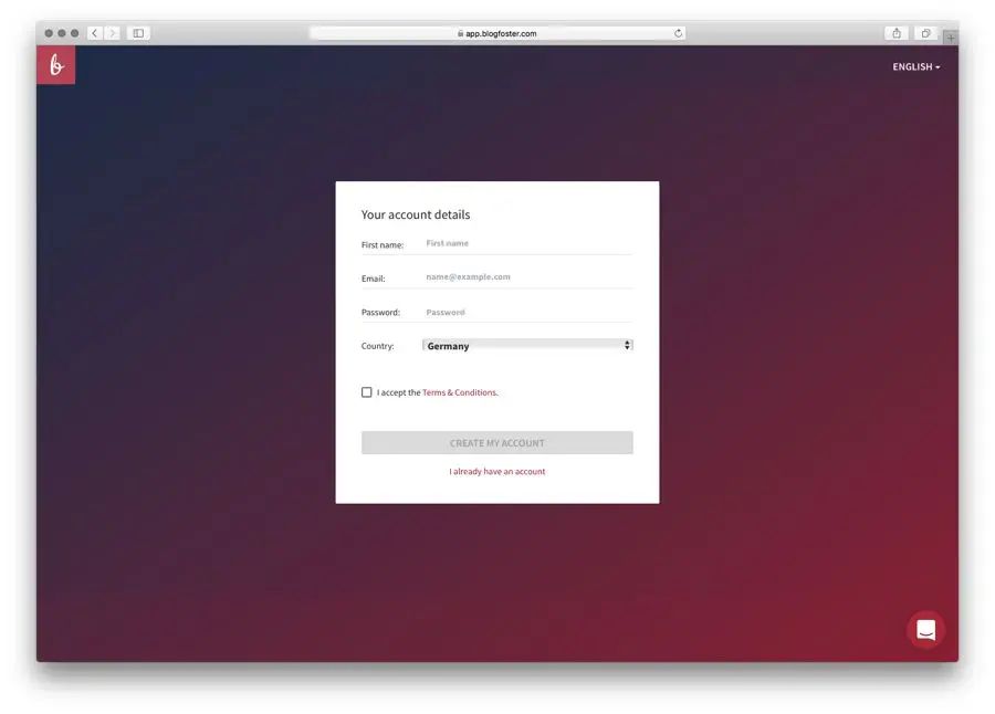 blogfoster easy influencer account creation