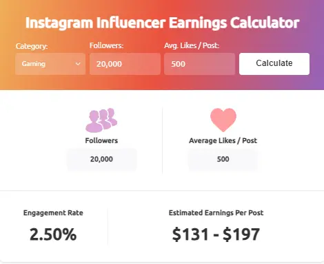 Instagram Money Calculator
