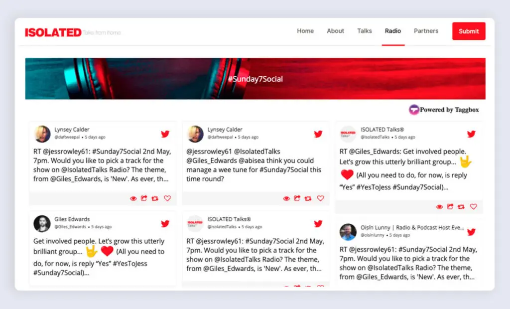Sunday7Social Taggbox online engagement