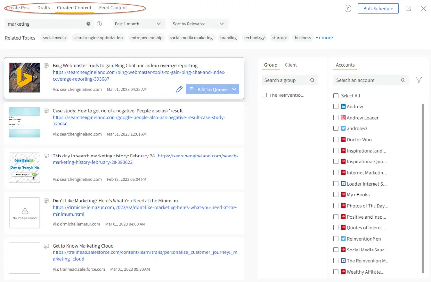 content curation feature