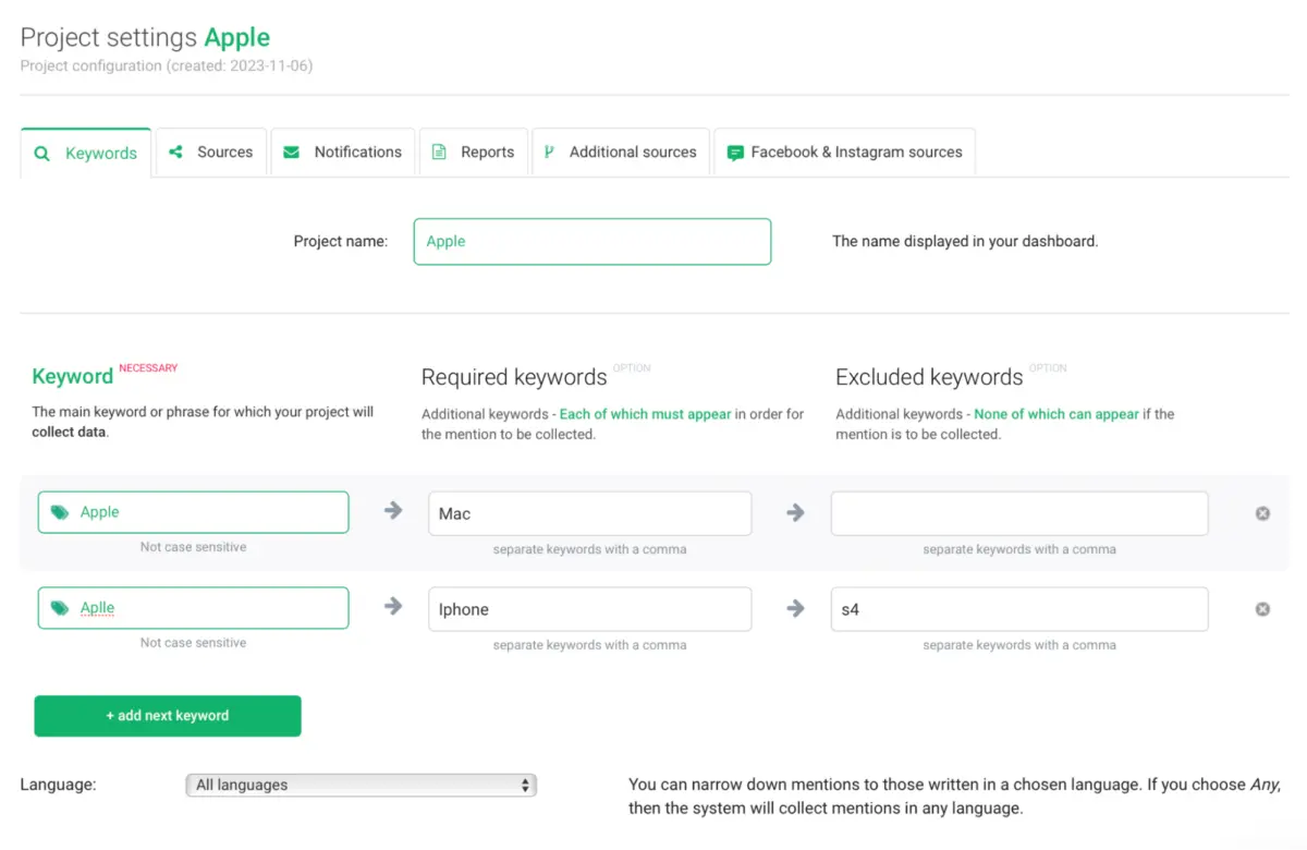 how to add project on brand24