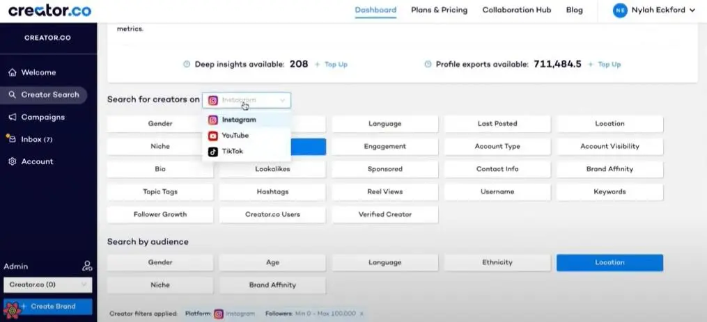Creator.co dashboard