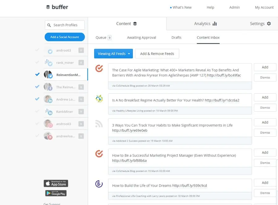 RSS feeds / Buffer