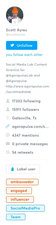Personal profile Agorapulse