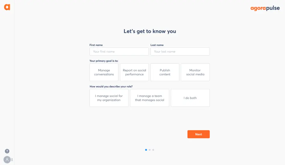 Agorapulse details about yourself and your organization
