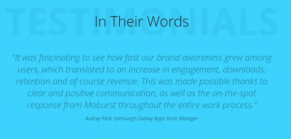 Client testimonial from Audrey Park 