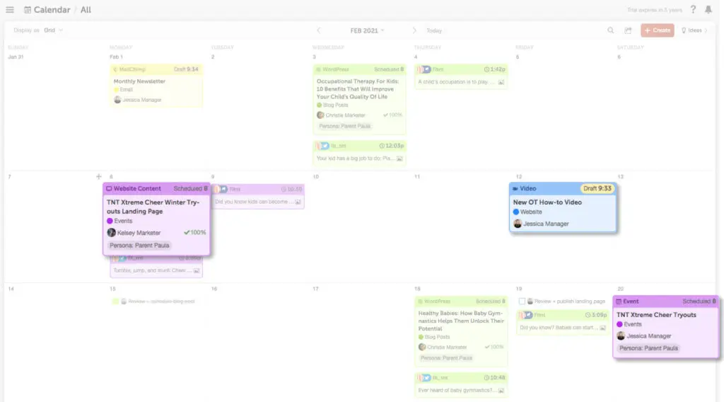 CoSchedule calendar
