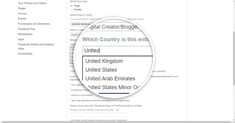 Facebook Country