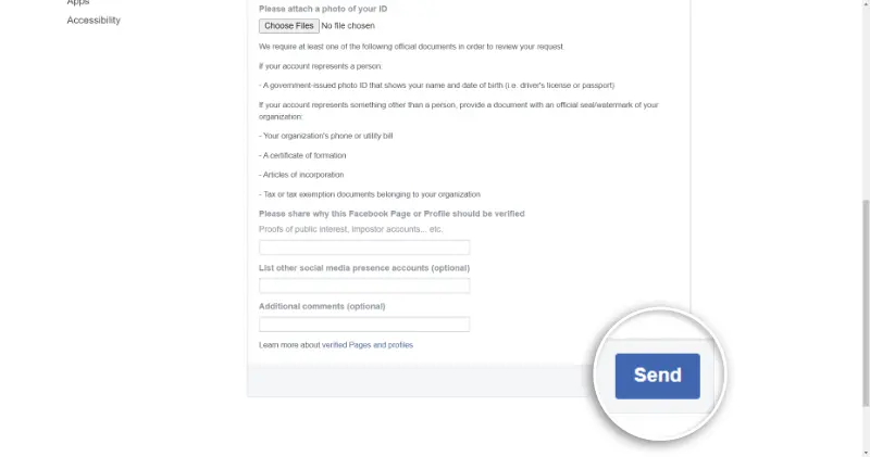 verification request Facebook