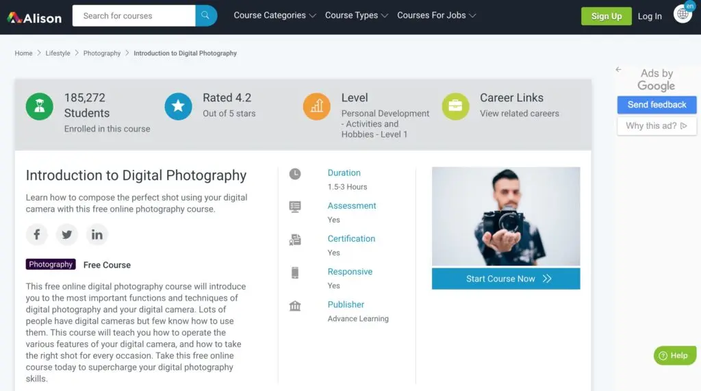 Introduction to Digital Photography—Alison