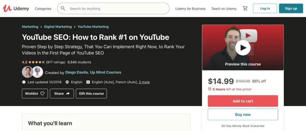 YouTube SEO: How to Rank #1 on YouTube—Udemy