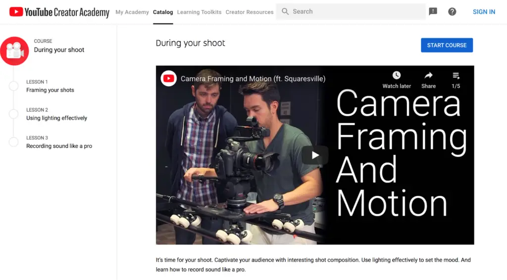 During Your Shoot—YouTube Creator Academy