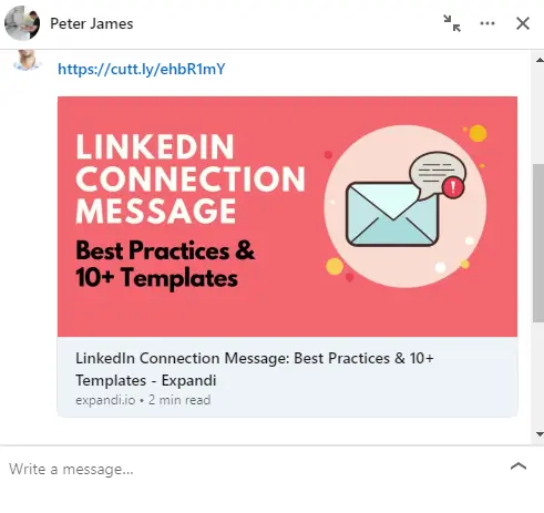 add URL to messages linkedin