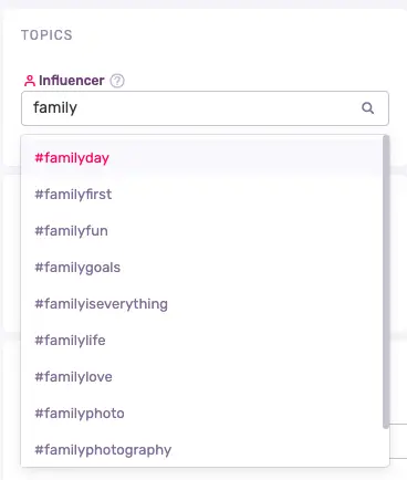  Influencity’s Topics filter 