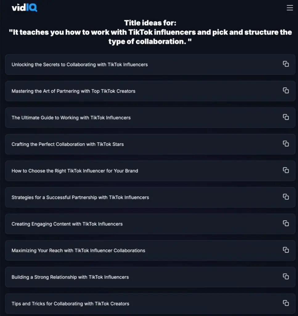 vidIQ YouTube Title Generator