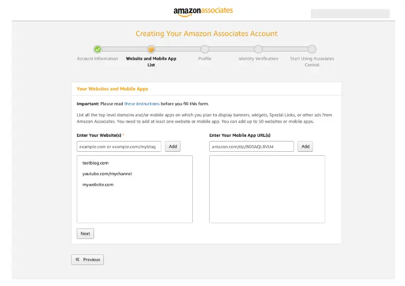 create your website address