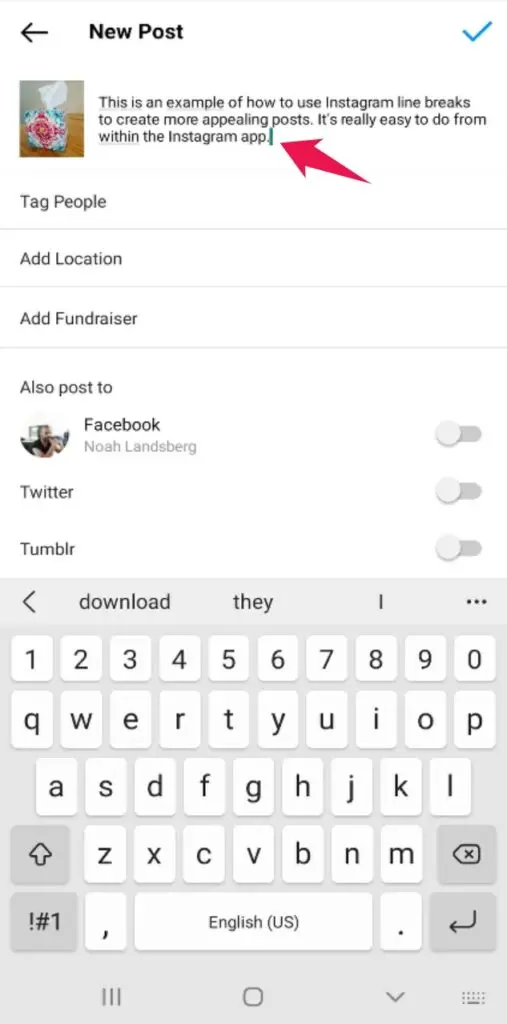 Instagram line break