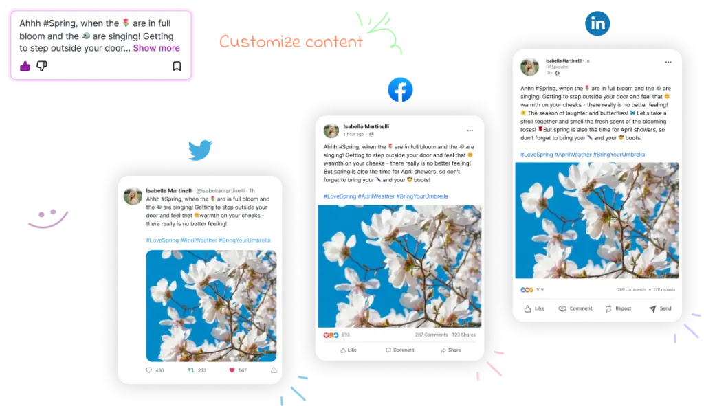 Customize content Planly