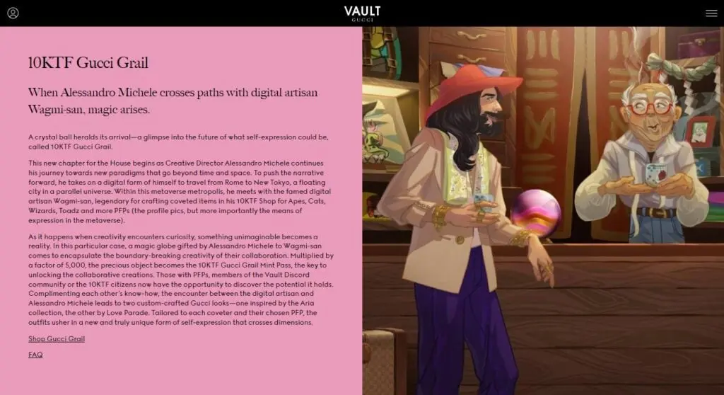 Gucci partners with 10KTF in its latest NFT project showcasing virtual accessories, or Gucci Grail, for profile picture use