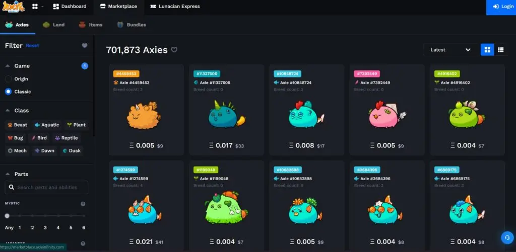 Axie Infinity is inspired by the popular game Pokémon