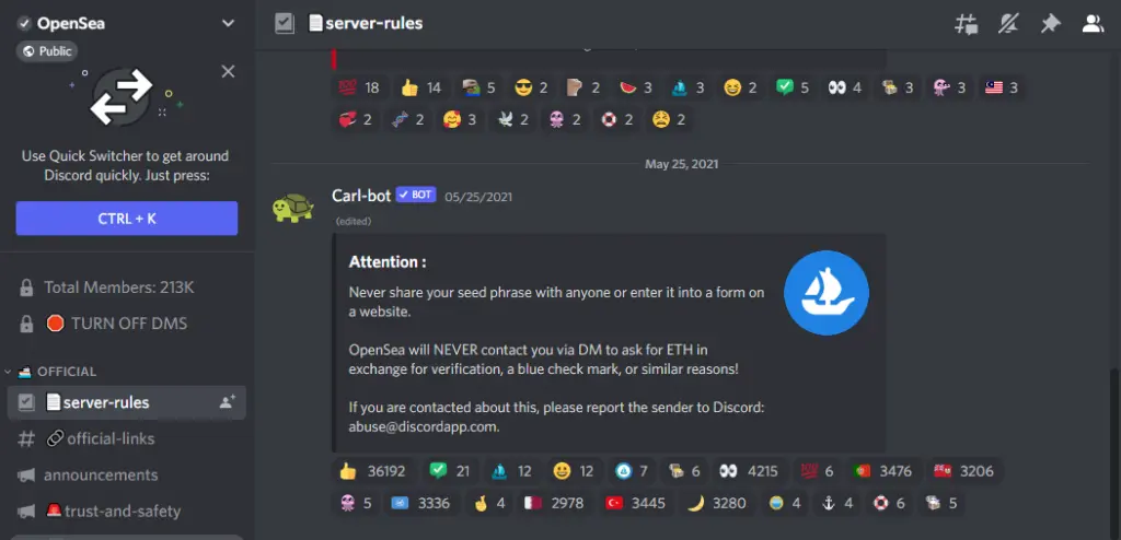 OpenSea's Discord community