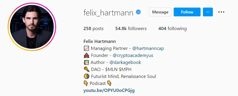 Felix Hartmann Instagram Crypto Influencer