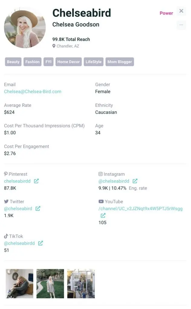 influencer profile