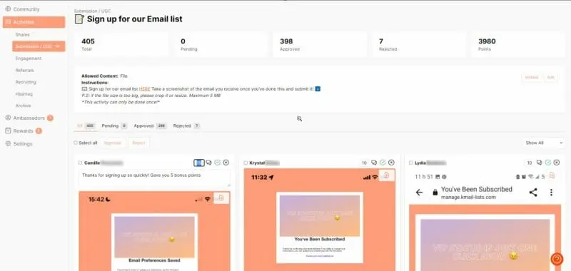 track and reward