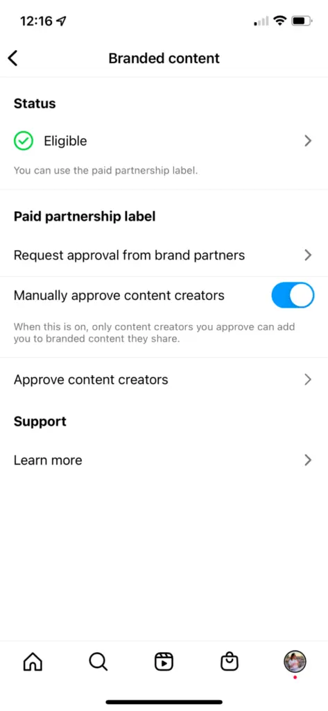 Set up branded content
