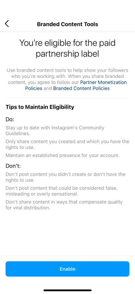 Instagram branded content