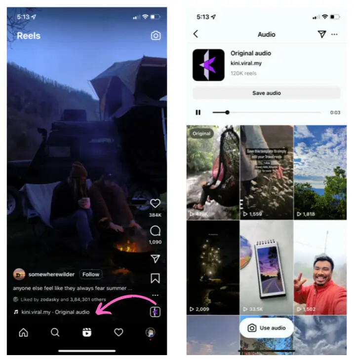 Instagram: sound for Reels