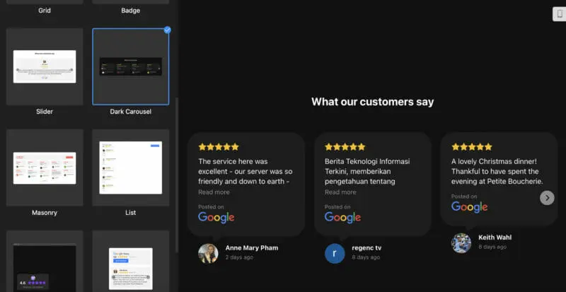 Elfsight account - How to Embed Google Reviews