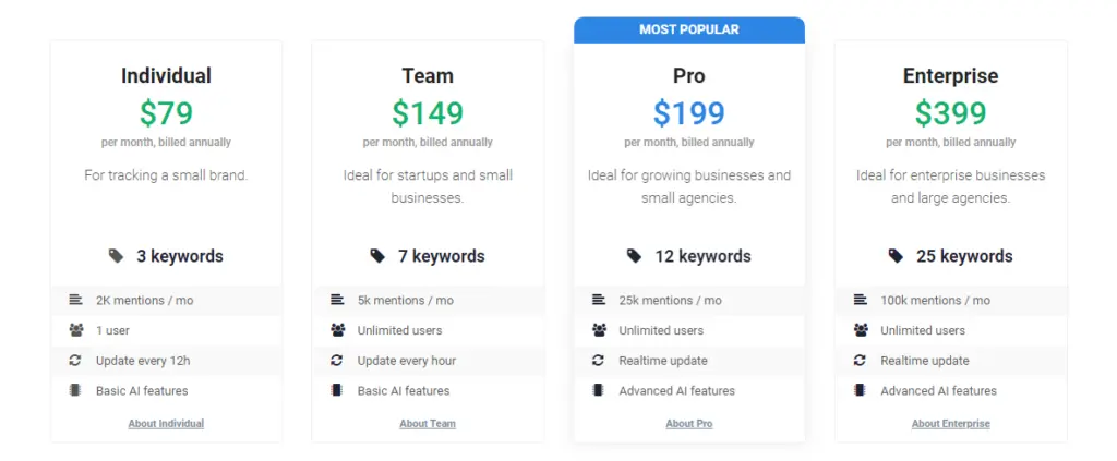 Brand24 pricing information