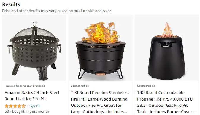 Amazon search results