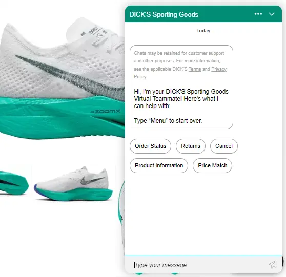 Dick’s Sporting Goods chatbot 