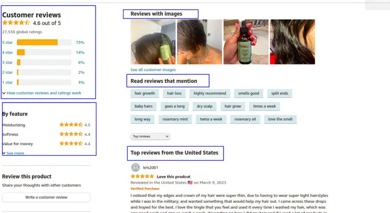 Amazon customer review example