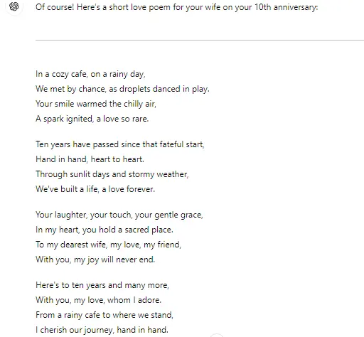 ChatGPT poem writing 