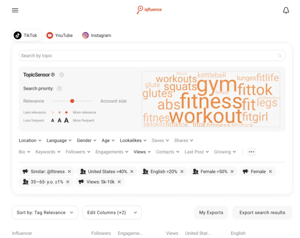 IQfluence search bar