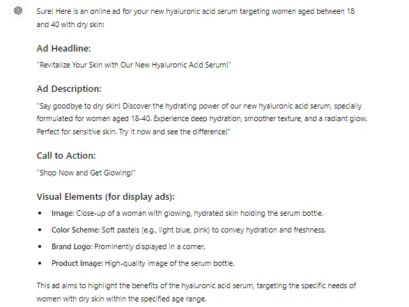 ChatGPT online ad generation 