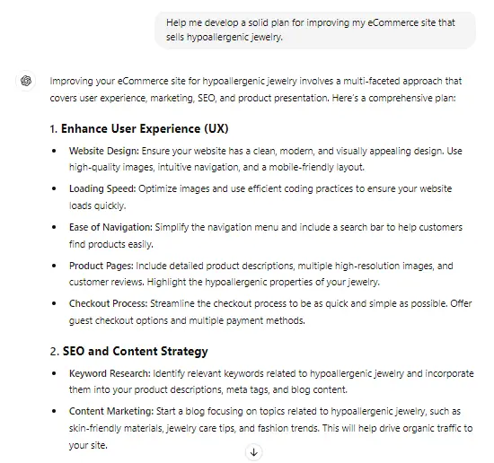 ChatGPT business plan development 