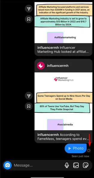 Instagram screenshot in DM