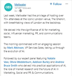 Meltwater LinkedIn post