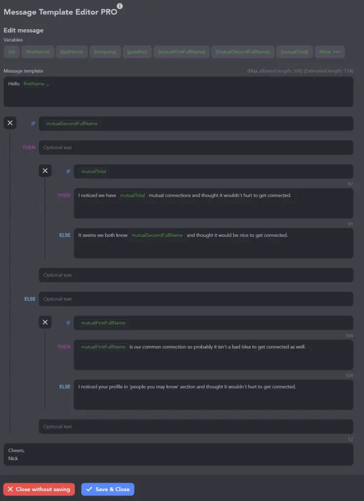 message templates