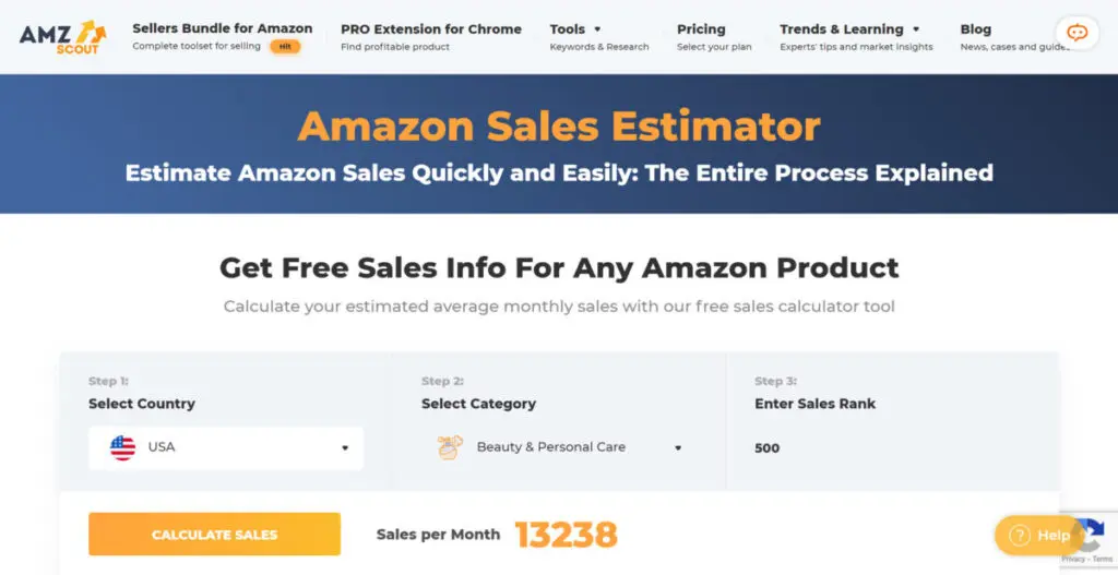 AMZ Scout Amazon sales estimator software