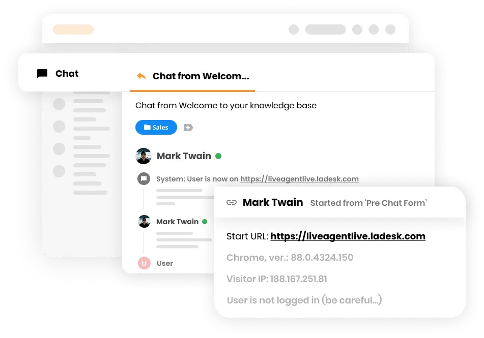 LiveAgent chat history example
