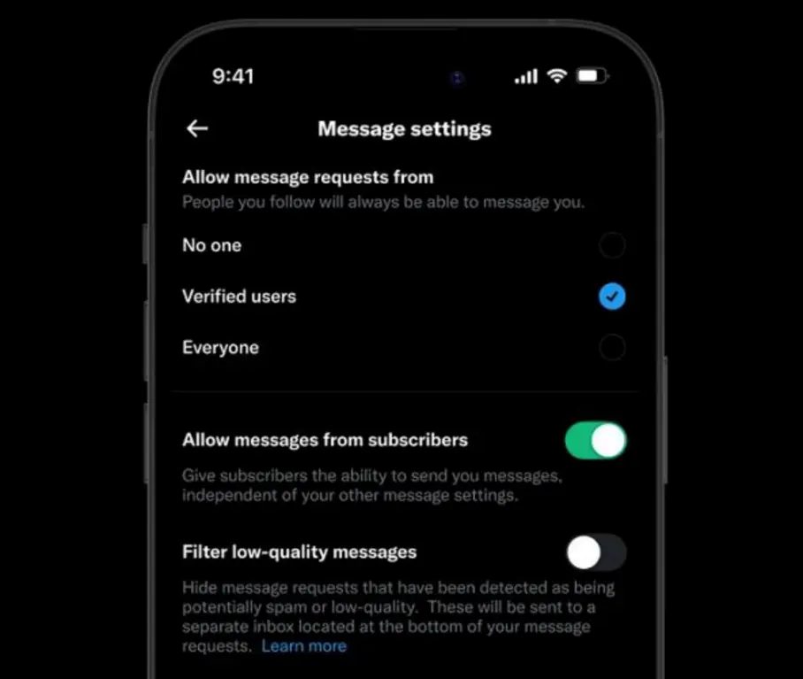 message settings