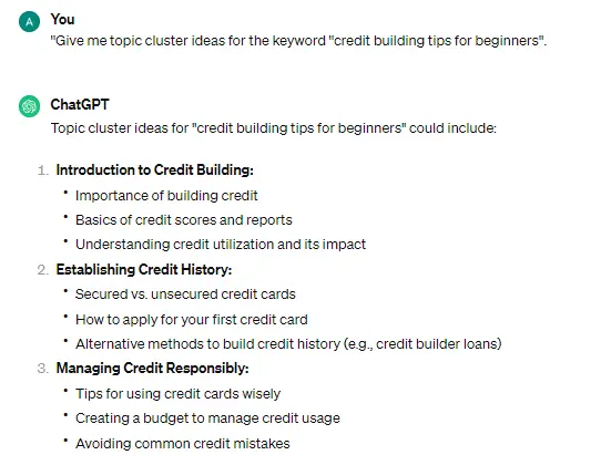 ChatGPT keyword clustering