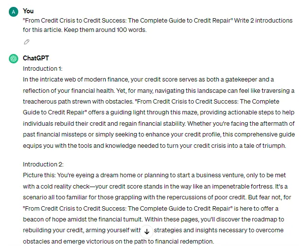 ChatGPT article introduction examples