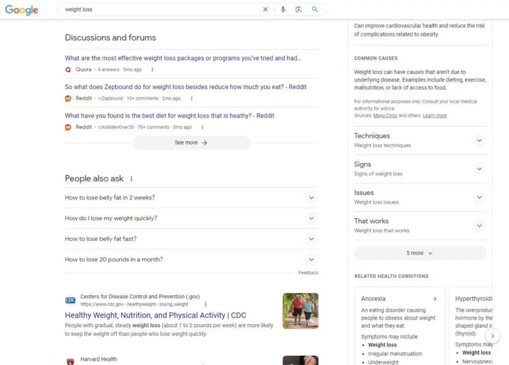 Google results