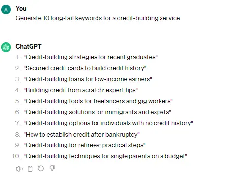ChatGPT for keyword research